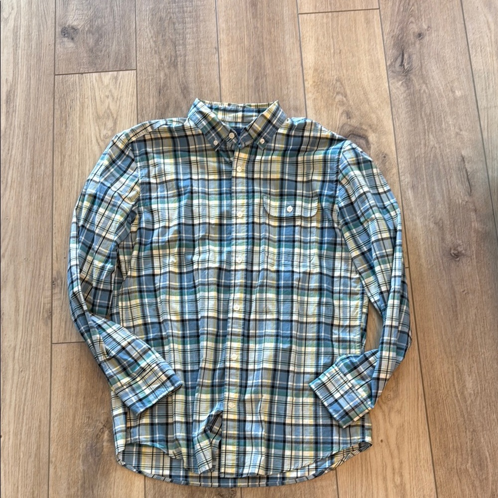 Gap Men's Plaid Shirt - Blue and Green